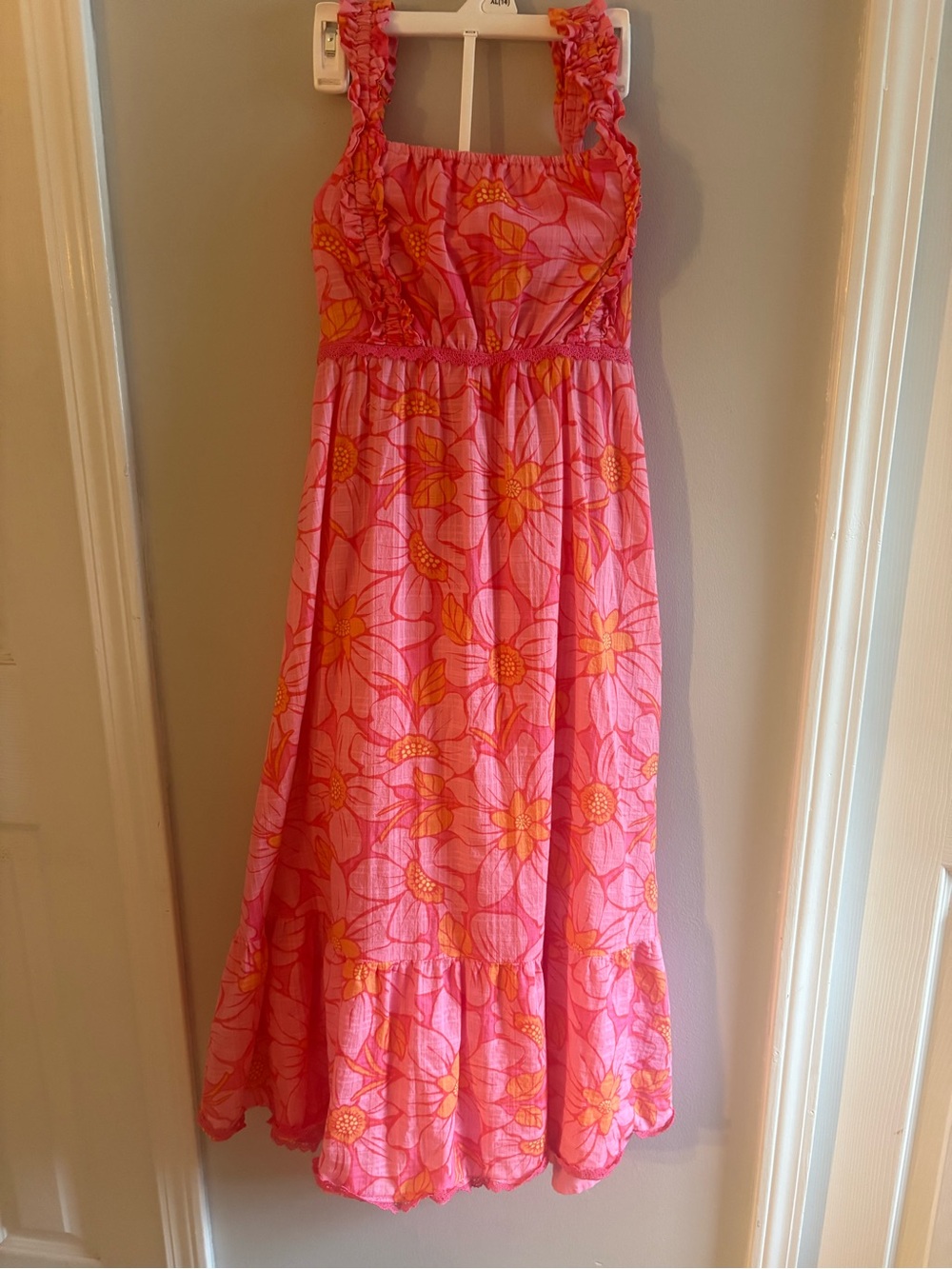 Rachel Zoe Pink Floral Maxi Dress with Orange Blooms